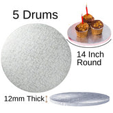 5 Boards - 14" Round Cake Drums - Silver Cake Drum